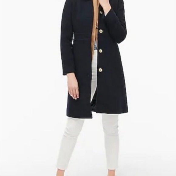 J.Crew Navy Classic Lady Day Coat in Wool Size 6 - Picture 2 of 9